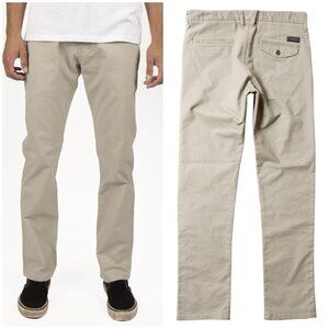 Vissla High Tide Chino Pant Trousers slim fit stretch twill Khaki Dune 30x32 NWT